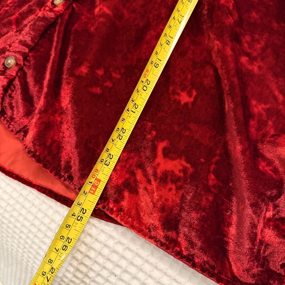 NWT - Anthropologie Pilcro Orsay Cherry Red Velvet Button Down Top Size L - Picture 10 of 10